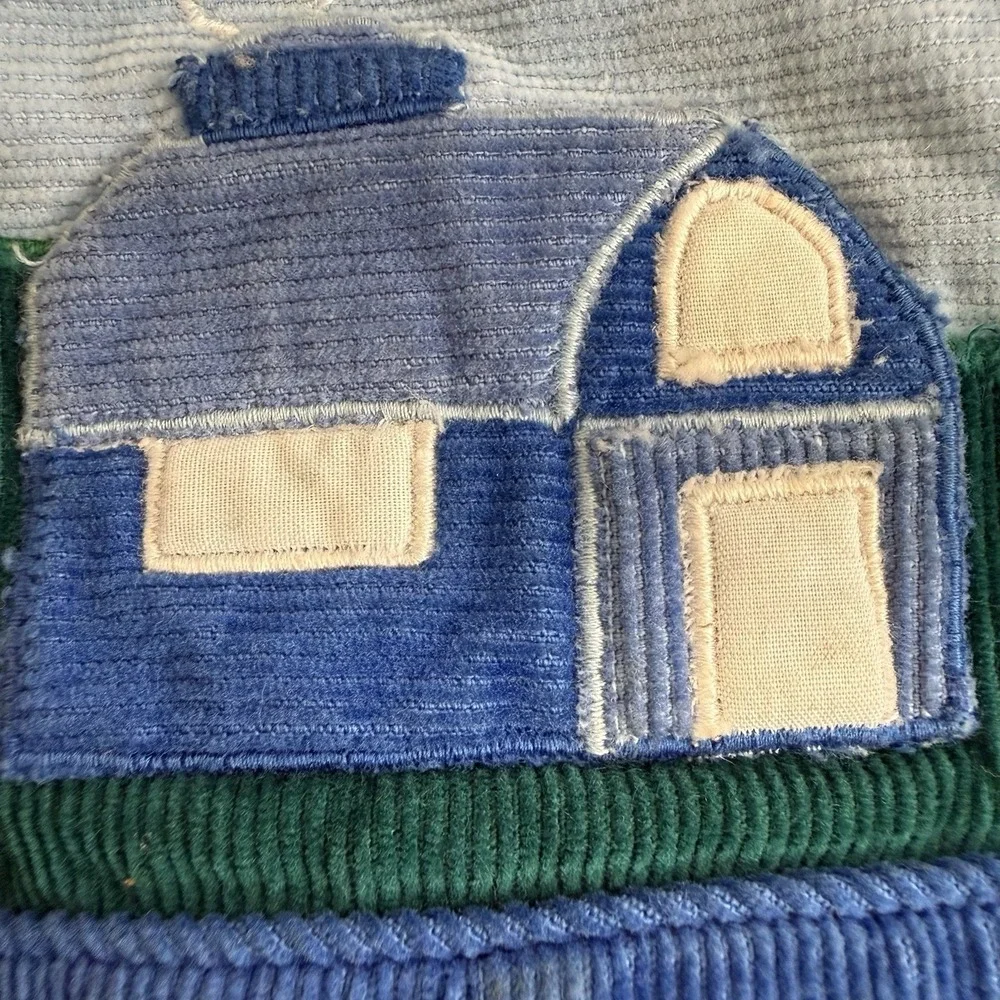 Vtg Country Farm Corduroy Overalls Boys 3 Blue Jon Jon Barn Apple 1980's Set - Picture 2 of 11